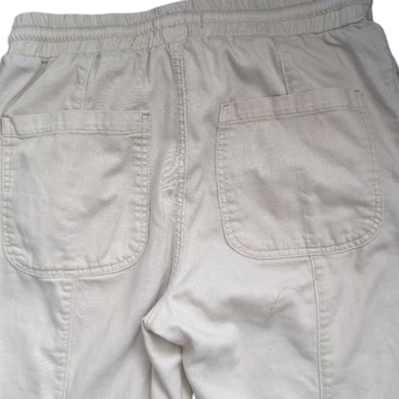 We the Free Khaki High Waist Drawstring Wide Leg Cream M - Picture 9 of 12